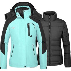 Women's Snowboarding Waterproof Mountain Ski Snow Jacket Winter Warm Blue Coat